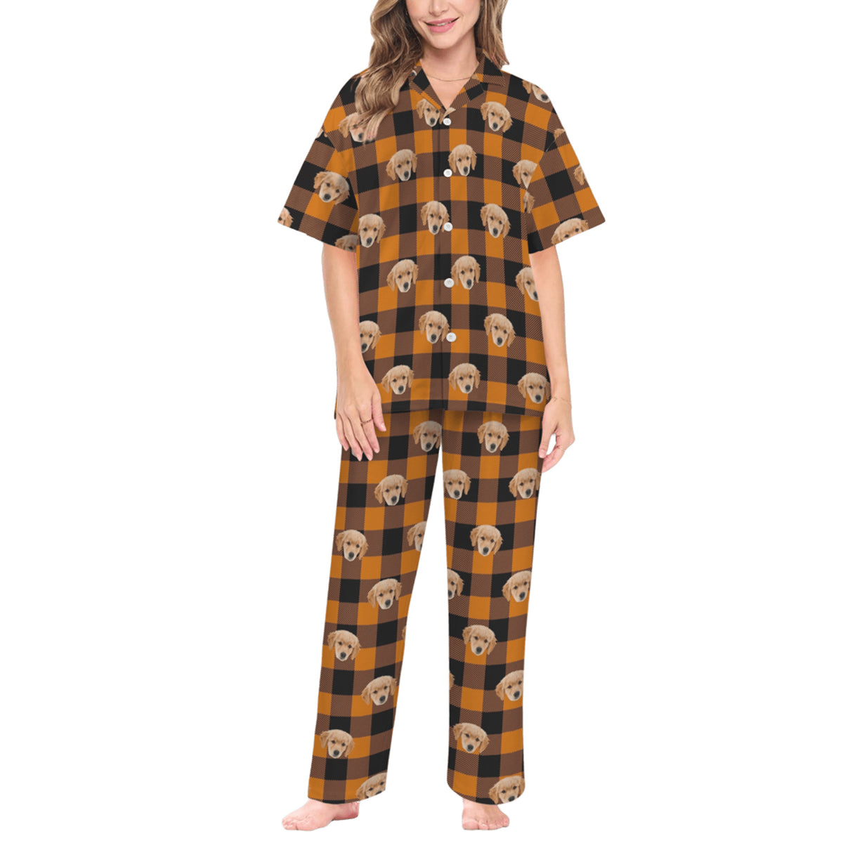 Custom Photo Christmas Pajamas | Personalized Women's V-Neck Pajama Set Christmas Gift
