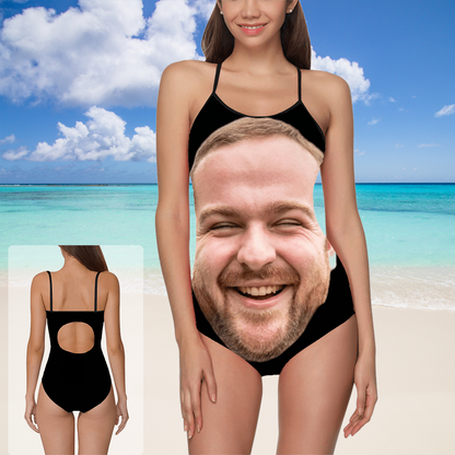 [Recommend]Custom Big Face Funny Swimsuit | Personalized Women's Slip One-Piece Bathing Suit Gift For Her