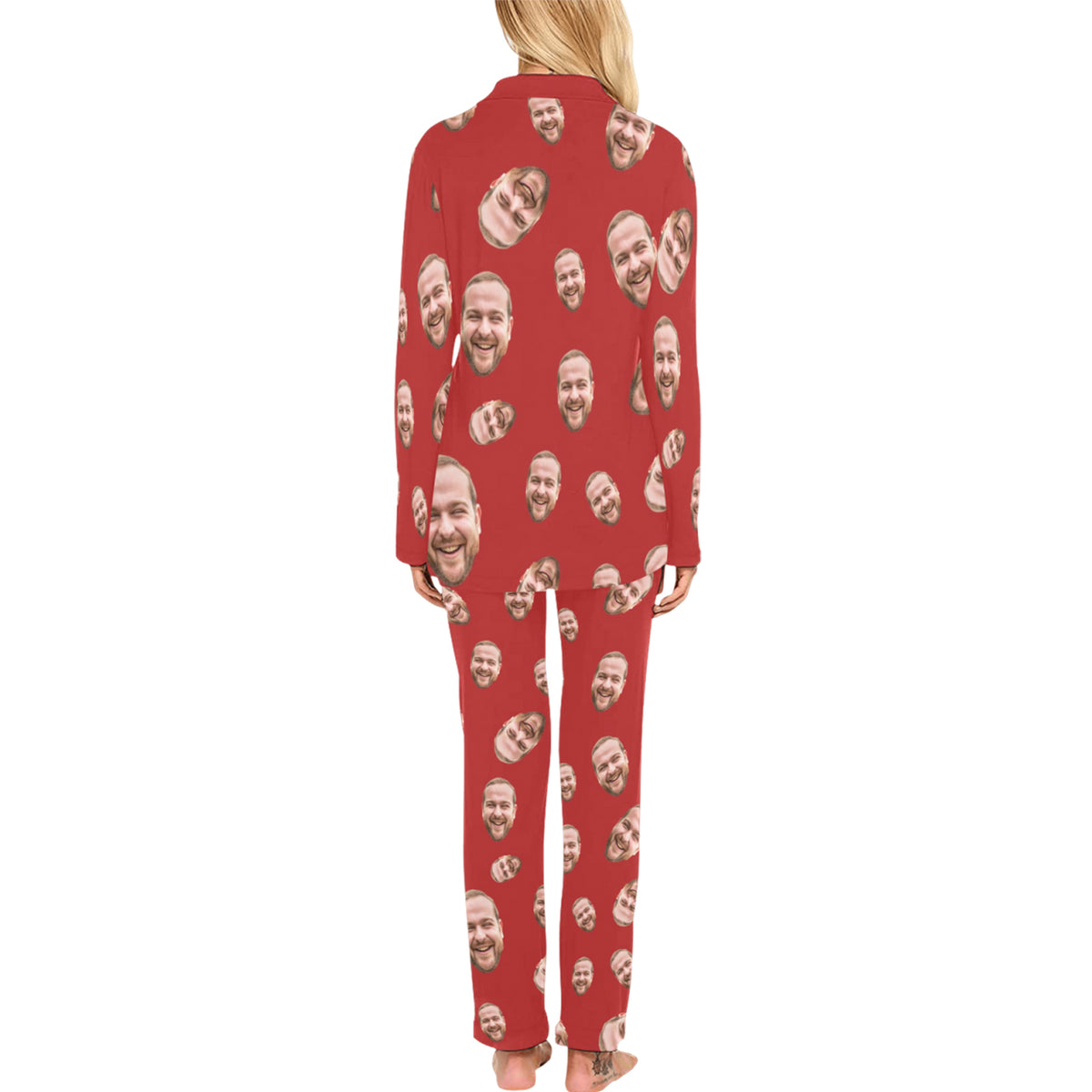 Custom Face Multi-Color Pajamas | Personalized Women's Long Pajama Set Party Gift