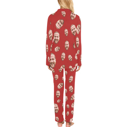 Custom Face Multi-Color Pajamas | Personalized Women's Long Pajama Set Party Gift