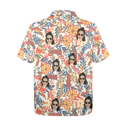 Custom Face Vibrant Floral Watercolor Hawaiian Shirt | Personalized Tropical Aloha Shirt For Birthday Surprise