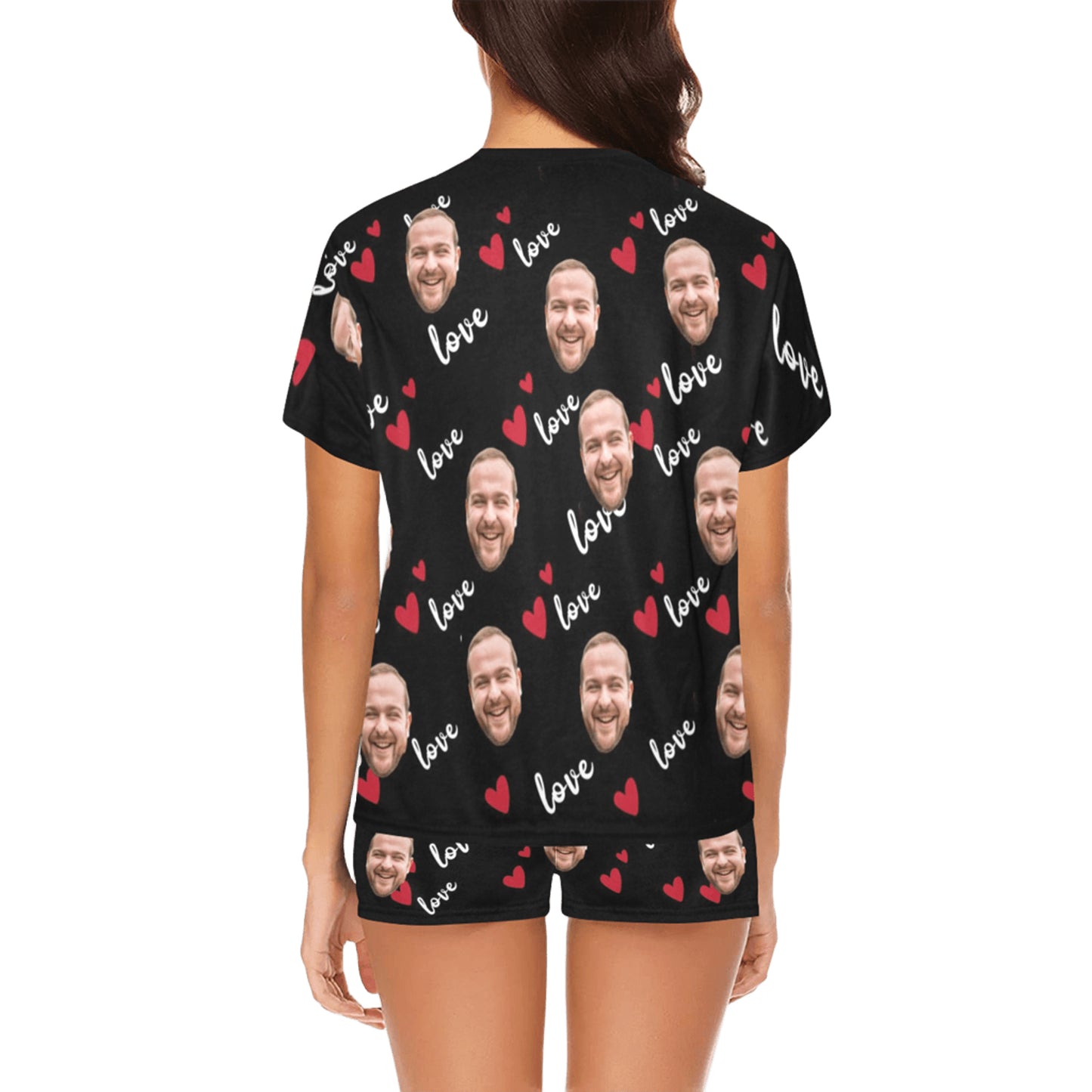 Custom Love Face Pajamas | Personalized Women's Short Pajama Set Unique Birthday Gift