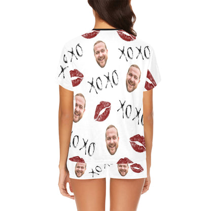 Custom Lip Love Face Pajamas | Personalized Women's Short Pajama Set For Lovers