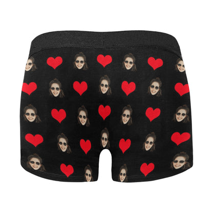 Custom Face Zip Heart Underwear | Personalized Photo Men's Boxer Briefs For Birthday/Christmas Gifts