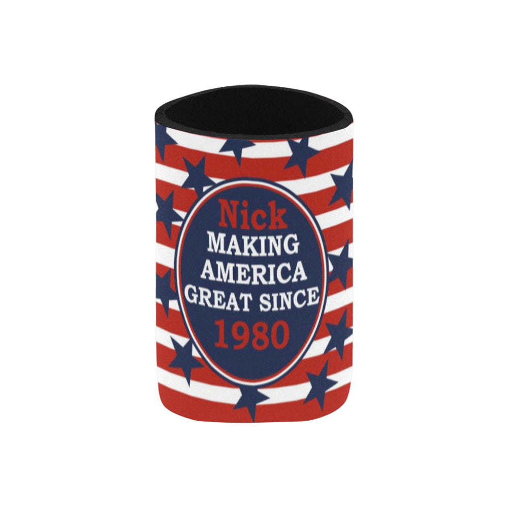 Personalized Photo Make America Great Again Can Cooler | Custom Neoprene Koozies Non Slip for Beer Cans&Bottles Party Gift