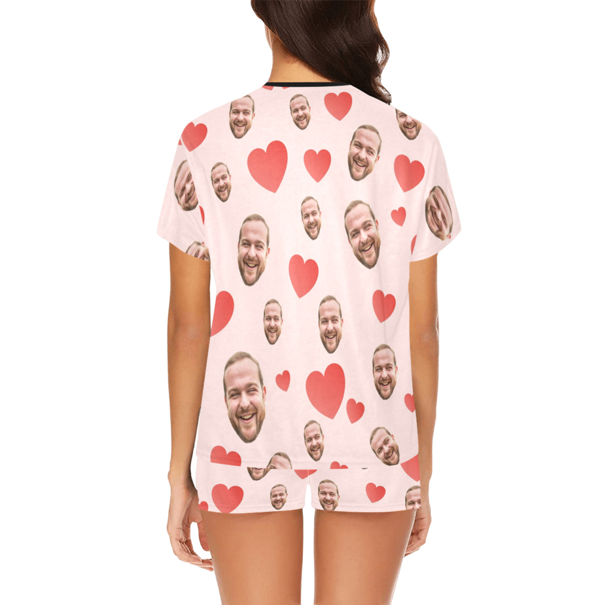 Custom Heart Multi-Color Pajamas | Personalized Women's Short Pajama Set Valentine's Day Gift