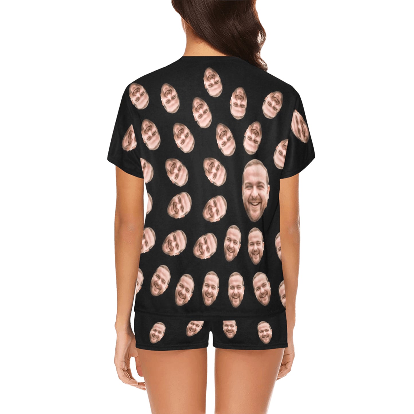 Custom Rotating Face Pajamas | Personalized Women's Short Pajama Set Funny Family Gift