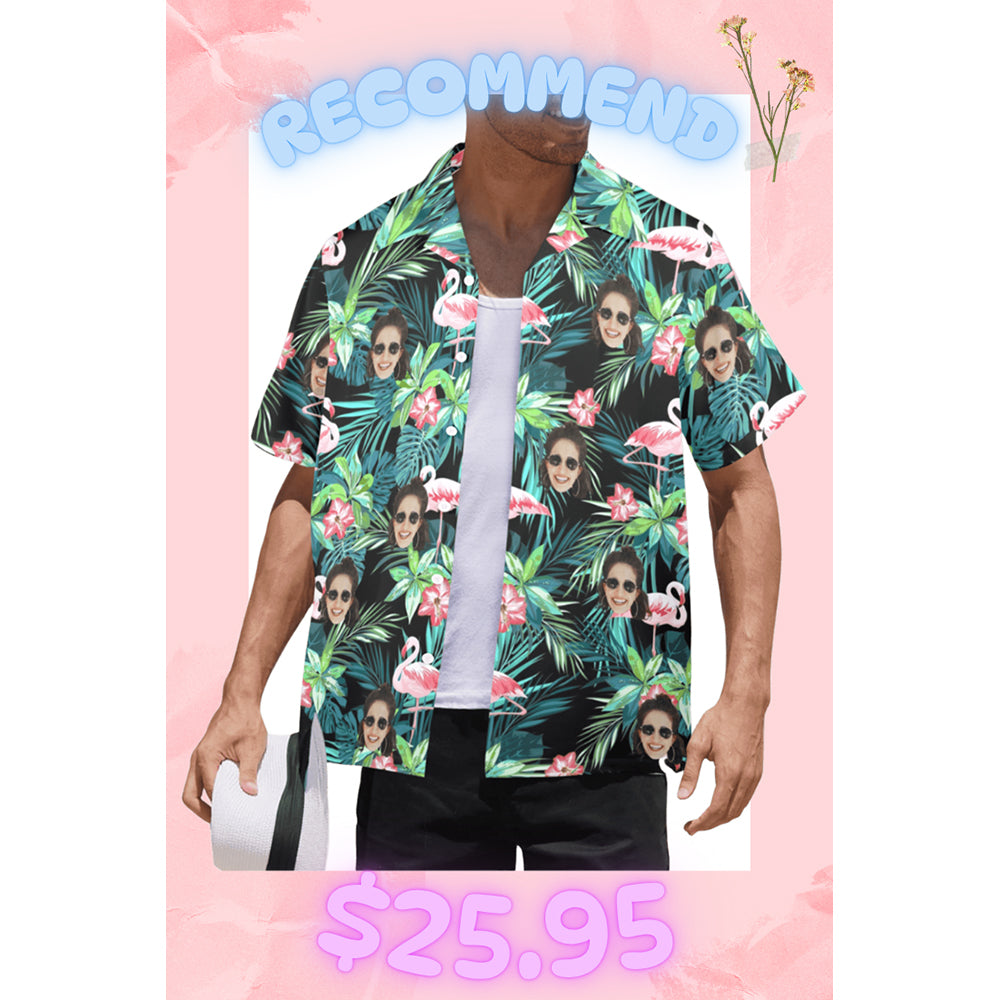 [Recommend]Custom Face Flamingo Hawaiian Shirt | Personalized Tropical Aloha Shirt for Men & Women