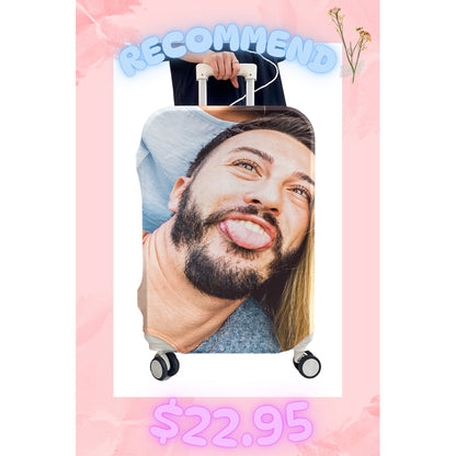 [Recommend]Custom Funny Photo Luggage Cover | Personalized Suitcase Cover For Friends Family Vacation