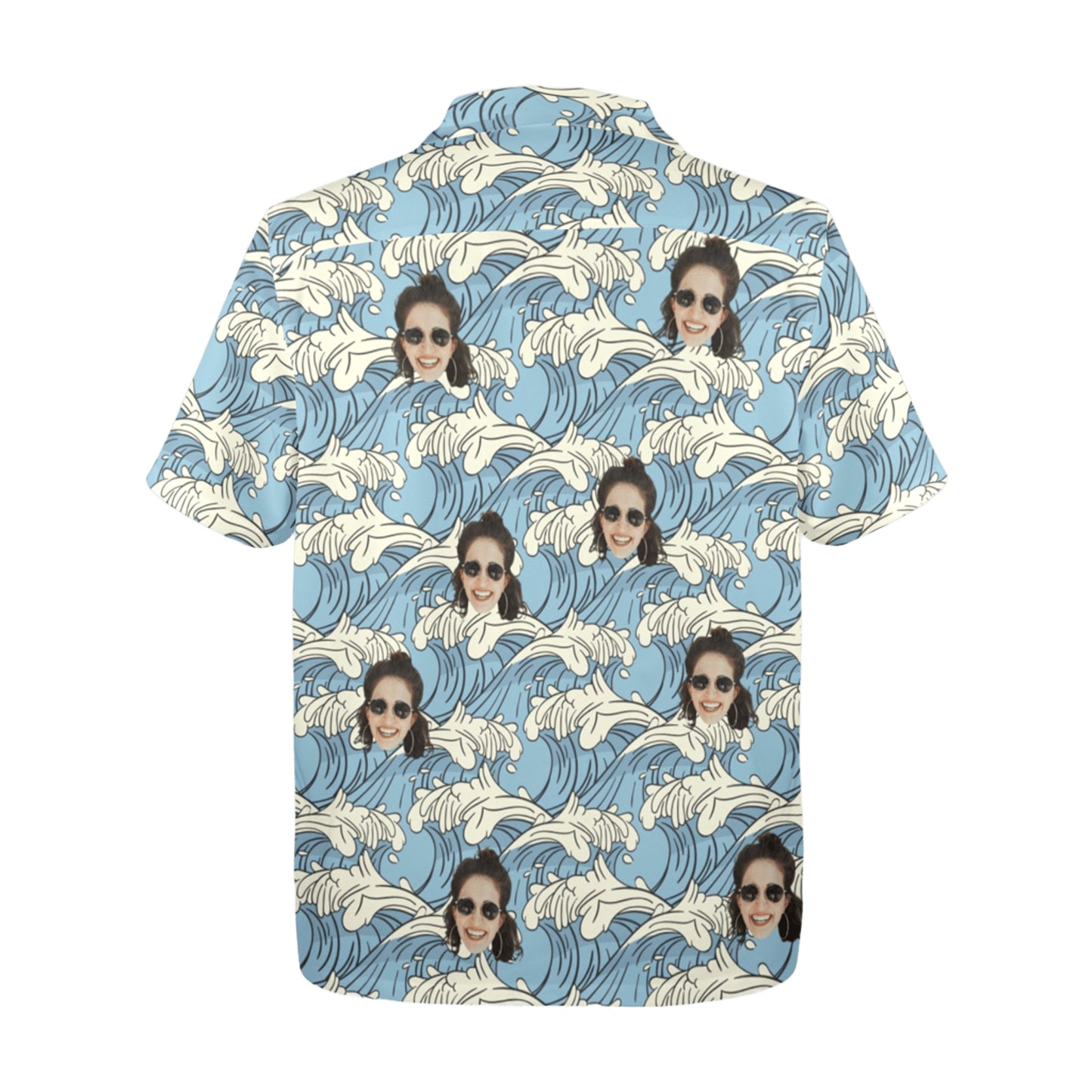 Custom Face Blue Waves Hawaiian Shirt | Personalized Summer Vibes Tropical Aloha Shirt