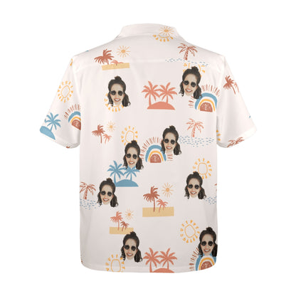Custom Face Anime Sunset Coconut Breeze Hawaiian Shirt | Personalized Tropical Aloha Shirt For Wedding/Bachelor Party