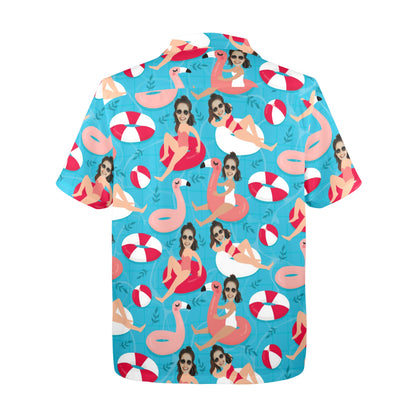 Custom Swim Ring Wife Face Hawaiian Shirt | Personalized Tropical Aloha Shirt Funny Gifts
