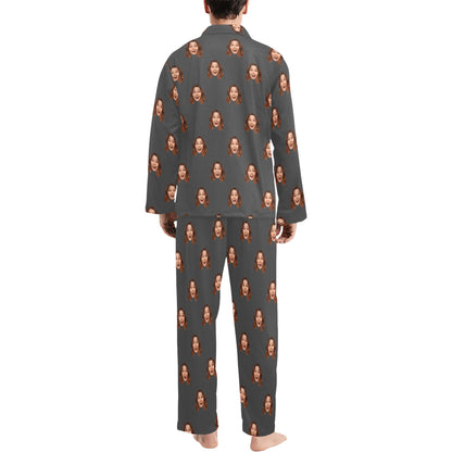 Custom Husband/Boyfriend Face Pajamas | Personalized Men's Long Pajama Set Gift for Him