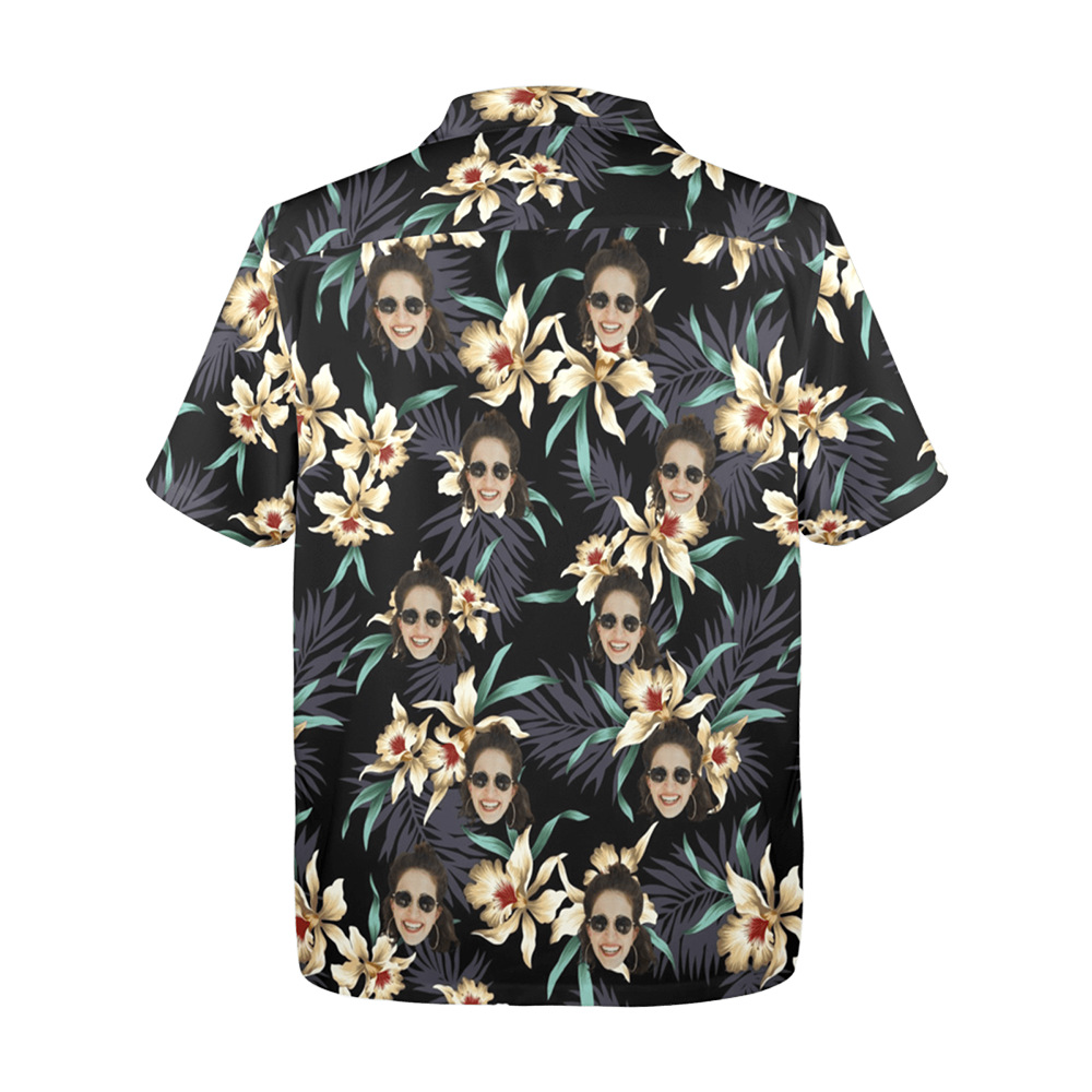 Custom Face Lily Flowers Hawaiian Shirt | Personalized Tropical Aloha Shirt For Cruise Trip