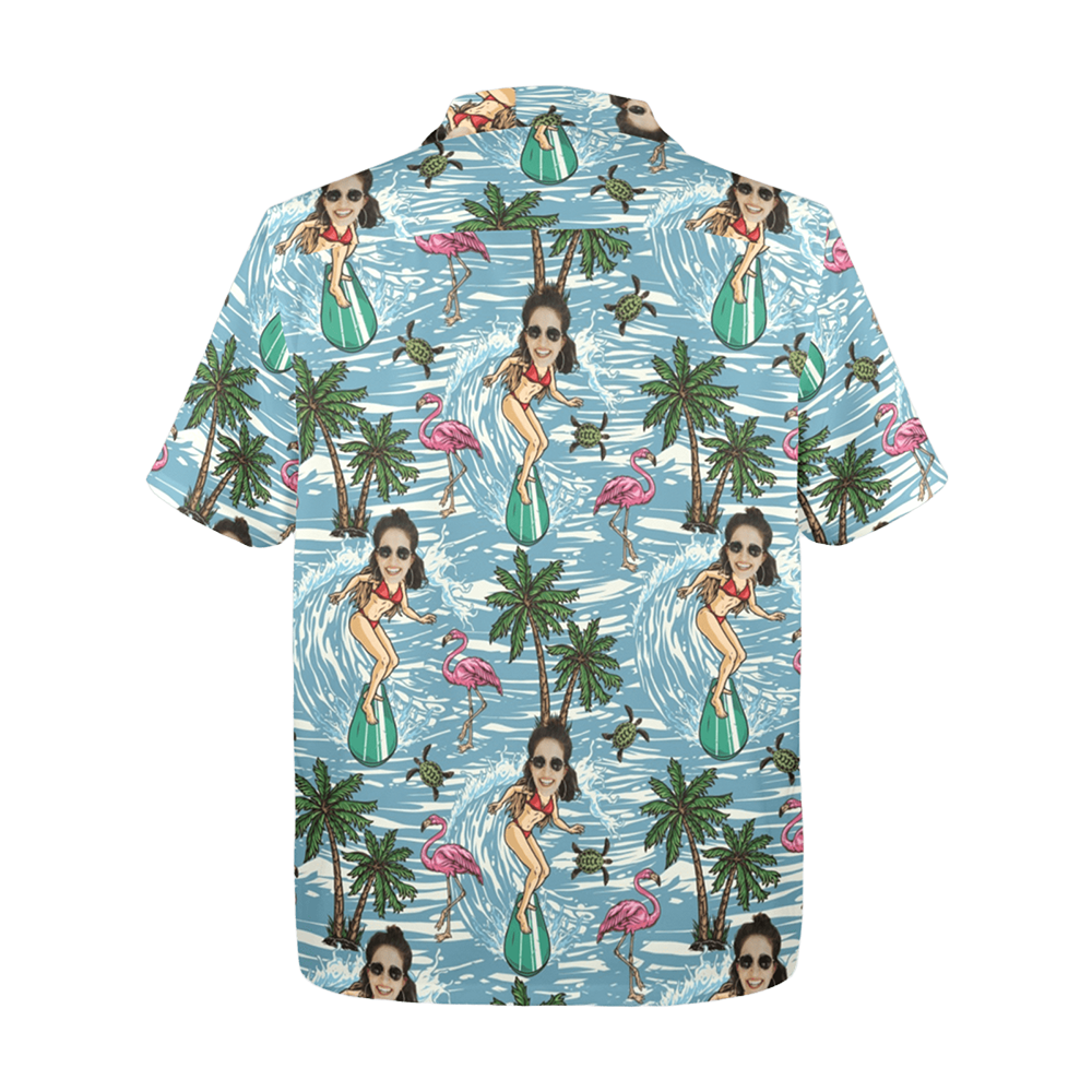 Custom Face Surfing Beach Hawaiian Shirt | Personalized Tropical Aloha Shirt For Cruise Trip