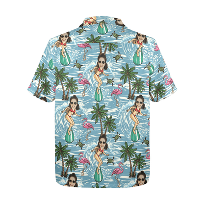 Custom Face Surfing Beach Hawaiian Shirt | Personalized Tropical Aloha Shirt For Cruise Trip