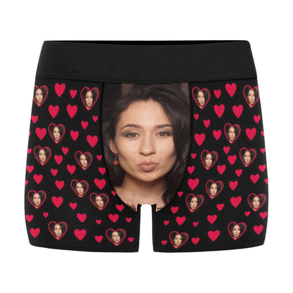Custom Big Face For Love Underwear | Personalized Photo Men's Boxer Briefs Valentine's Day Gift