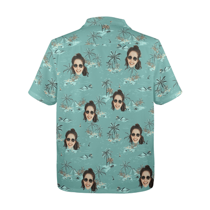 Custom Face Coconut Tree&Island Hawaiian Shirt | Personalized Tropical Aloha Shirt Birthday&Bachelor Party Gift