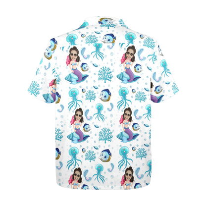 Custom Mystic Mermaid Face Hawaiian Shirt | Personalized Tropical Aloha Shirt Prank Surprise Gifts