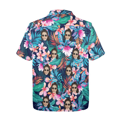 Hot Recommend Custom Face Sea Flower Hawaiian Shirt | Personalized Tropical Aloha Shirt