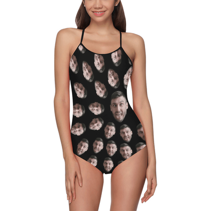 Custom Rotating Face Swimsuit | Personalized Women's Slip One-Piece Bathing Suit Birthday Gift
