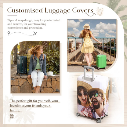 [Recommend]Custom Funny Photo Luggage Cover | Personalized Suitcase Cover For Friends Family Vacation
