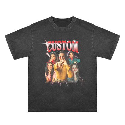 [Recommend]Custom Vintage Girlfriend Face Shirt | Personalized Men's Washed Cotton Shirt For Birthday/Bachelorette