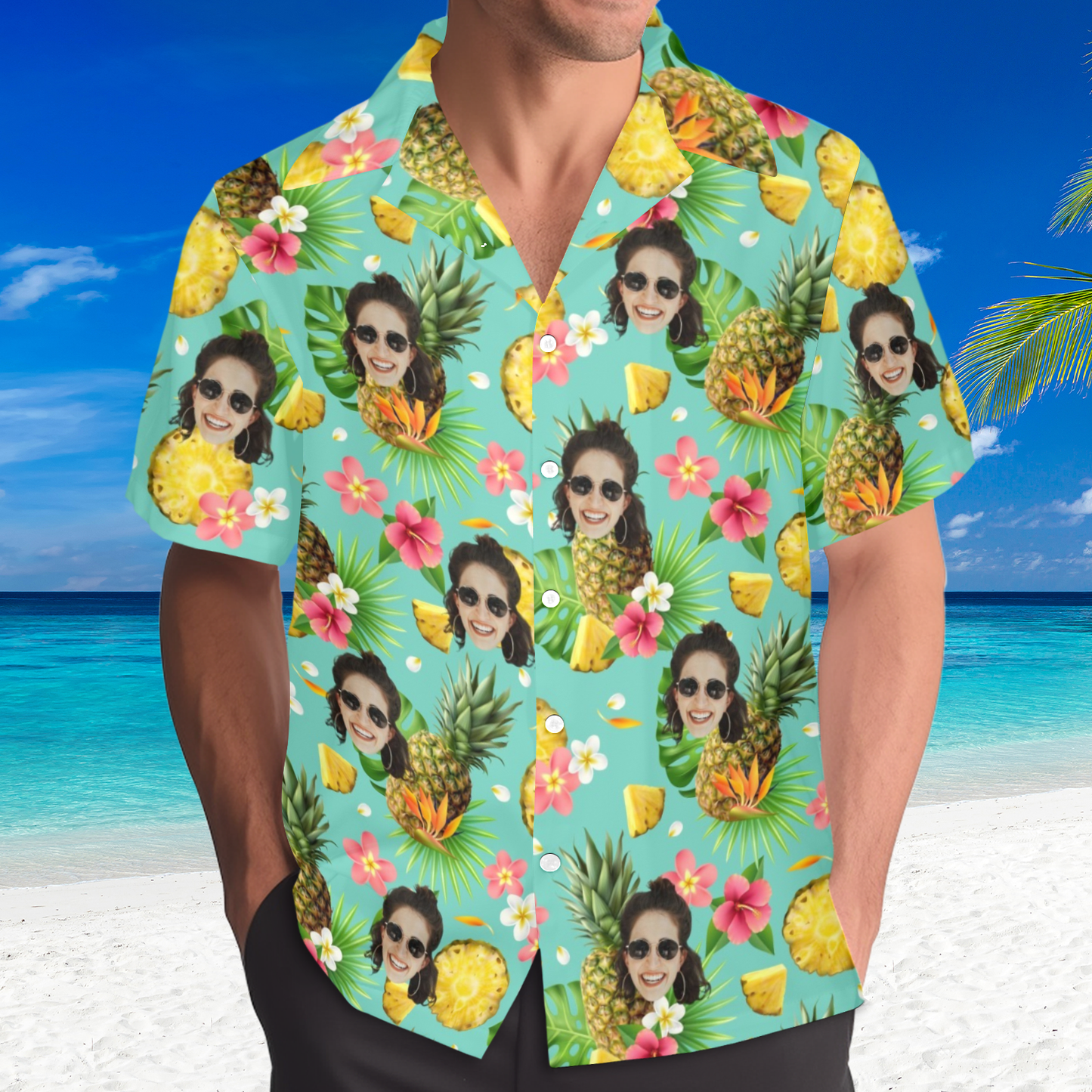 Custom Face Pineapple Hawaiian Shirt | Personalized Tropical Aloha Shirt For Summer Vacation
