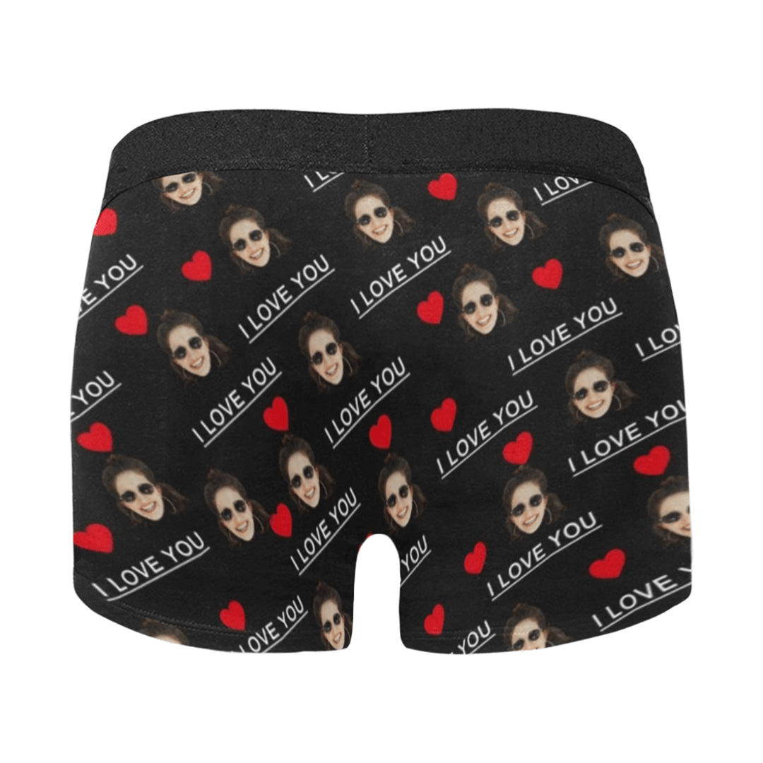 Custom I Love You Face Underwear | Personalized Photo Men's Boxer Briefs For Anniversary/Honeymoon