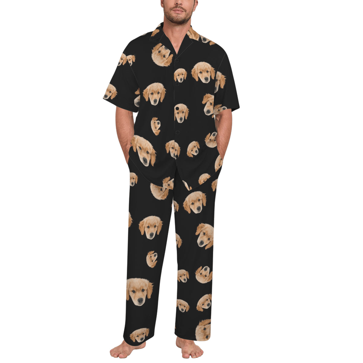 Custom Face Multi-Color Pajamas | Personalized Men's V-Neck Pajama Set Valentine's Gift