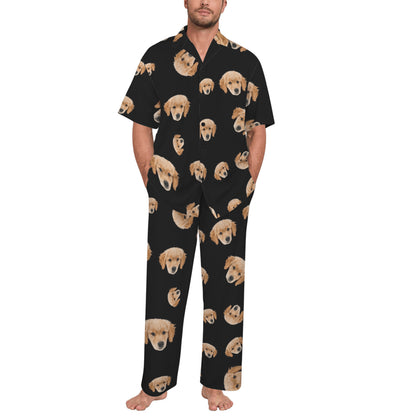 Custom Face Multi-Color Pajamas | Personalized Men's V-Neck Pajama Set Valentine's Gift