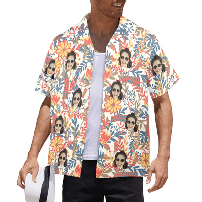 Custom Face Vibrant Floral Watercolor Hawaiian Shirt | Personalized Tropical Aloha Shirt For Birthday Surprise