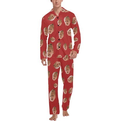 Custom Face Multi-Color Pajamas | Personalized Men's Long Pajama Set Birthday Party Gift