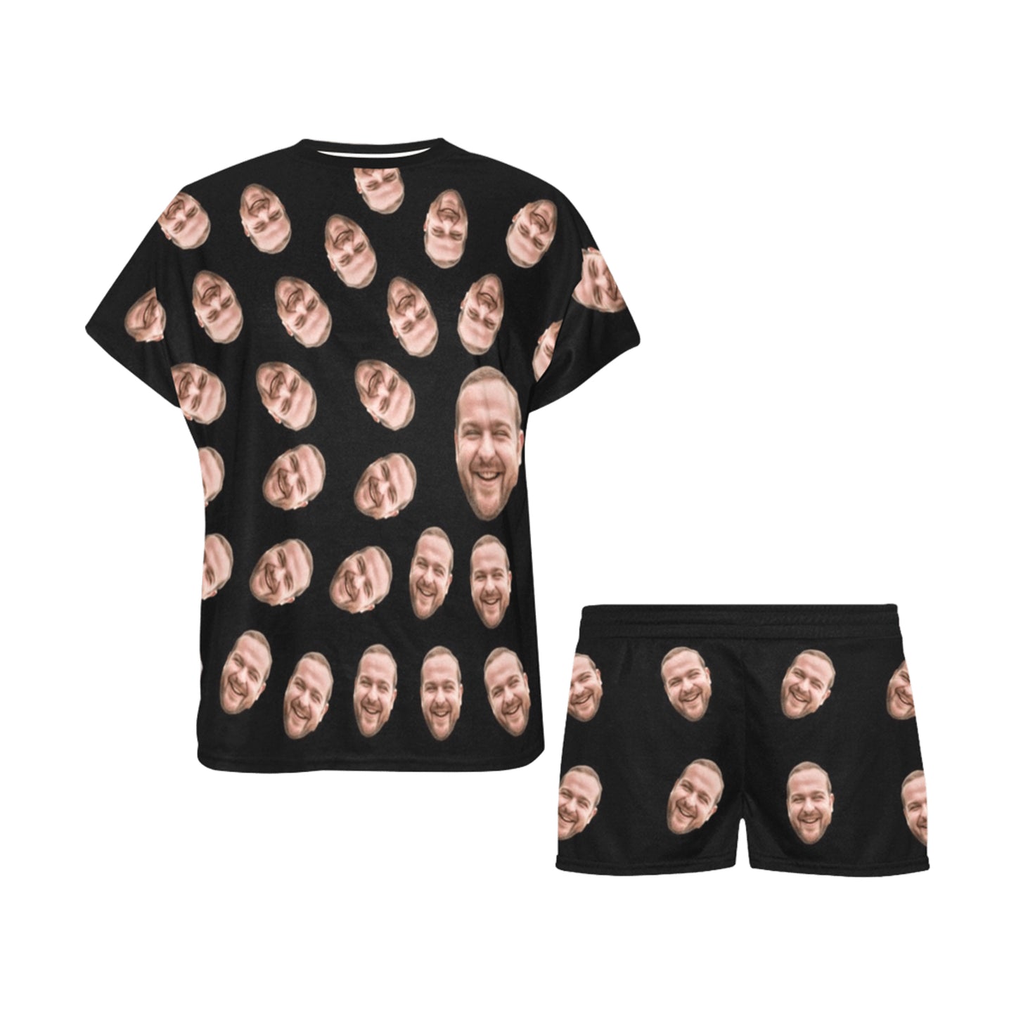 Custom Rotating Face Pajamas | Personalized Women's Short Pajama Set Funny Family Gift