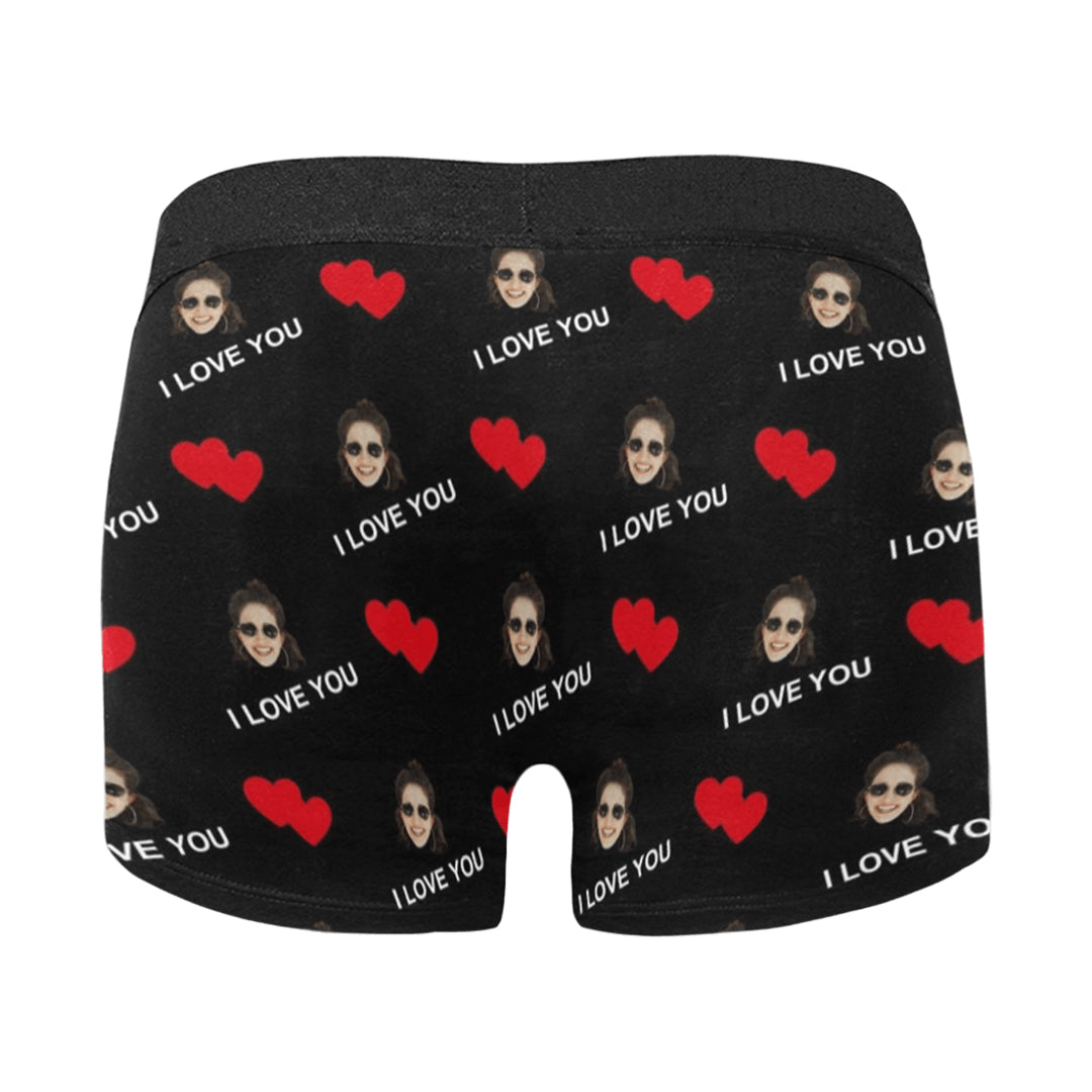 Custom Love Heart Face Underwear | Personalized Photo Men's Boxer Briefs For Valentine's Day/Anniversary