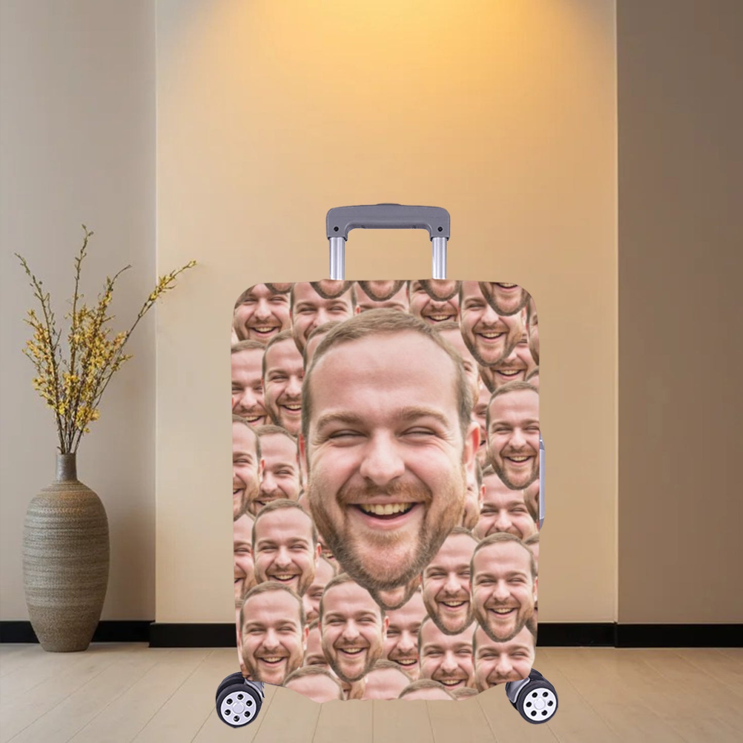 Personalized Funny Big Dense Face Luggage Cover | Customized Protective Print Suitcase Cover Prank Gifts for Him&Her