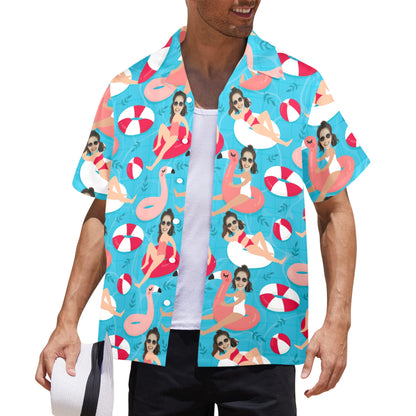 Custom Swim Ring Wife Face Hawaiian Shirt | Personalized Tropical Aloha Shirt Funny Gifts