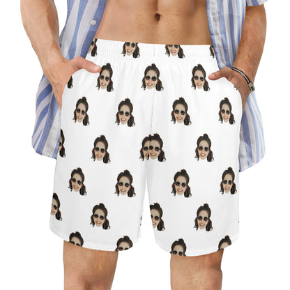 Custom Face Multi Color Beach Shorts | Personalized Photo Men's Elastic Swim Trunks For Wedding/Bachelor Party