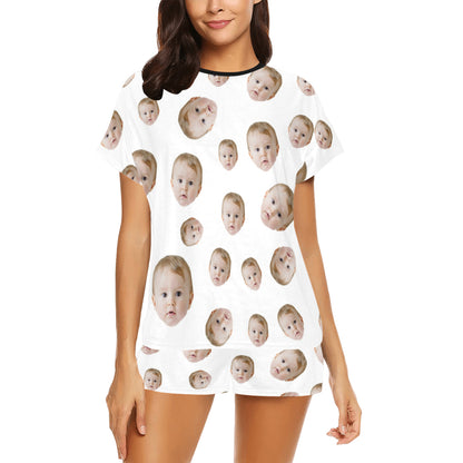 Custom Face Multi-Color Pajamas | Personalized Women's Short Pajama Set Birthday Gift