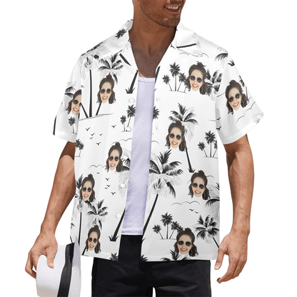 Custom Face Coconut Tree Hawaiian Shirt | Personalized Tropical Aloha Shirt Father's Day Gift