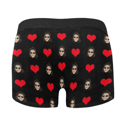Custom Love Heart Face Underwear | Personalized Photo Men's Boxer Briefs For Anniversary