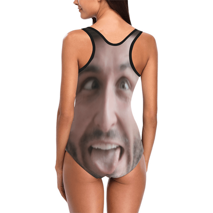 Custom Funny Tongue Face Swimsuit | Unique Women's Tank Top One Piece Bathing Suit Birthday Surprise