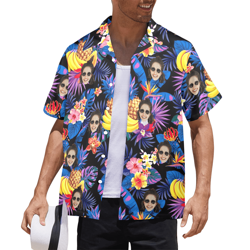 Custom Face Tropical Fruit Hawaiian Shirt | Personalized Tropical Aloha Shirt Bachelor Party Gift