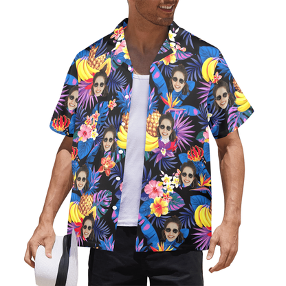 Custom Face Tropical Fruit Hawaiian Shirt | Personalized Tropical Aloha Shirt Bachelor Party Gift