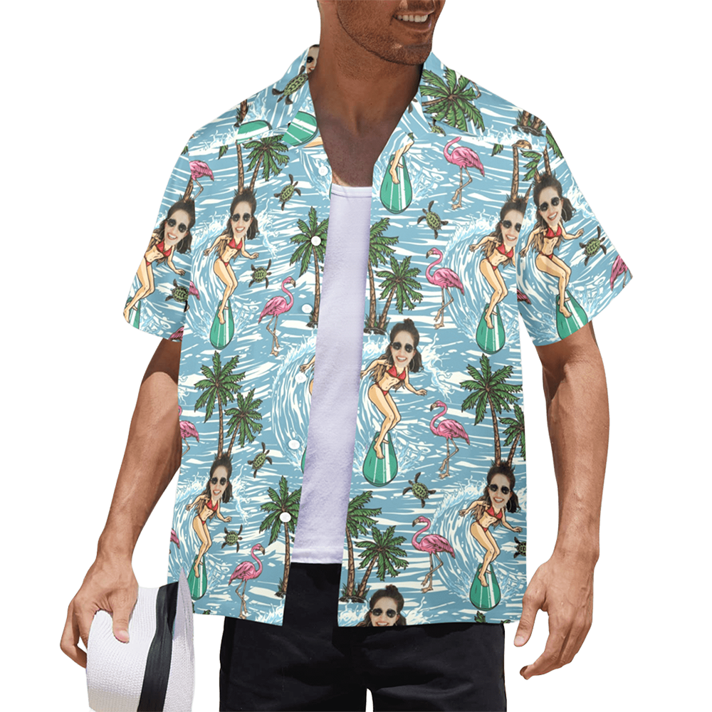 Custom Face Surfing Beach Hawaiian Shirt | Personalized Tropical Aloha Shirt For Cruise Trip