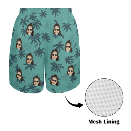 Custom Face Tommy Vercetti Beach Shorts | Personalized Photo Men's Elastic Swim Trunks Party Gifts