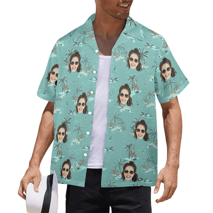 Custom Face Coconut Tree&Island Hawaiian Shirt | Personalized Tropical Aloha Shirt Birthday&Bachelor Party Gift