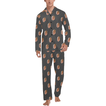 Custom Husband/Boyfriend Face Pajamas | Personalized Men's Long Pajama Set Gift for Him