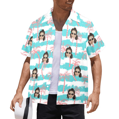 Custom Face Azure Wave Coconut Shore Hawaiian Shirt | Personalized Tropical Aloha Shirt For Spring/Summer Vacation