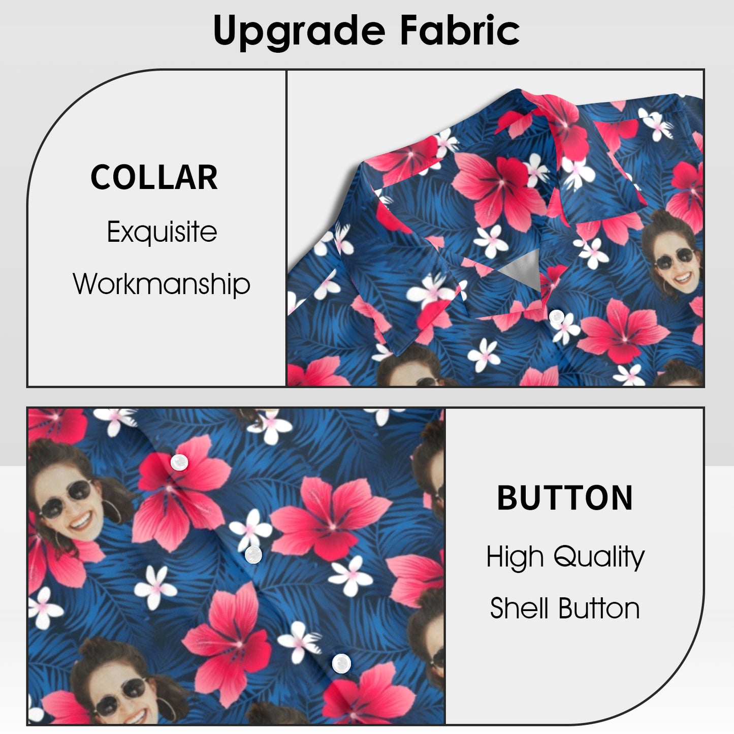 Custom Face Flower Petals Hawaiian Shirt | Personalized Tropical Aloha Shirt Father's Day Gift